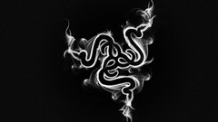 Black and white smoke razer logos grayscale Razerzone Razer logo