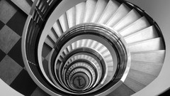 Black and white spiral monochrome architecture stairways