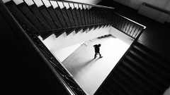 Black and white stairways