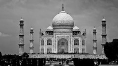 Black and white Taj Mahal buildings