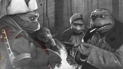 Black and white Teenage Mutant Ninja Turtles Raphael Donatello 