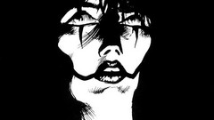 Black and white The Crow faces morbid