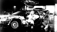 Black and white Time Machine Back to the Future michael j fox 