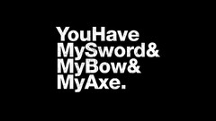 Black and white Typography Swords Axes the lord of the rings 