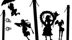 Black and white Umbrellas goddess silhouettes anime girls 