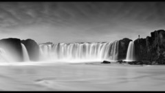 Black and white waterfalls