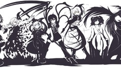 Black and white weapons wings dress Umbrellas trident grin 
