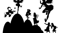 Black and white wings silhouettes anime girls touhou shameimaru 