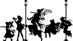 Black and white wings Vampires silhouettes anime girls maids 