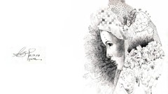 Black and white woman abstract white background artwork 