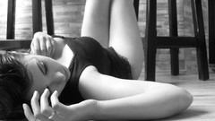 Black and white woman beds legs