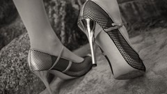 Black and white woman blondes lingerie models