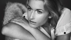 Black and white woman blondes lip gloss