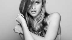 Black and white woman blondes long hair models Marina Pocmann