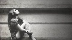 Black and white woman brunettes Aleksandra Wydrych