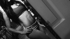 Black and white woman brunettes leggings self shot