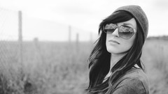 Black and white woman cab brunettes grayscale girls with glasses