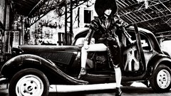 Black and white woman cars Russia monochrome Actress brunettes 