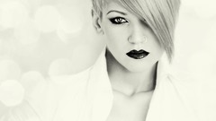 Black and white woman close-up lips faces shiny Aleksandra 