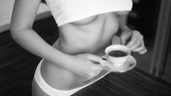 Black and white woman coffee morning boobs