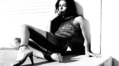 Black and white woman dress Celebrity Actress smoking brunettes 