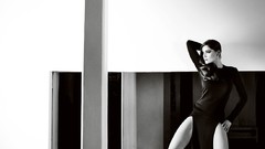 Black and white woman dress Laetitia Casta brunettes black 