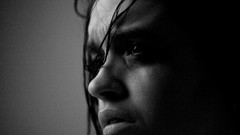 Black and white woman faces