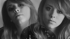 Black and white woman faces blondes long hair portraits 