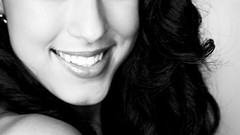 Black and white woman faces brunettes models Rebecca Mir