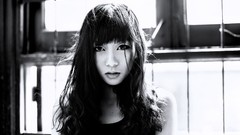 Black and white woman faces monochrome asians bangs
