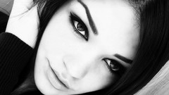 Black and white woman faces monochrome brunettes models