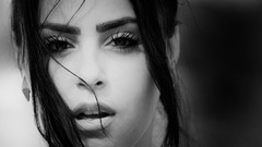 Black and white woman faces monochrome brunettes portraits 