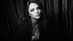 Black and white woman faces monochrome earrings brunettes