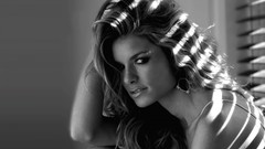 Black and white woman faces monochrome long hair brunettes 