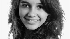 Black and white woman faces monochrome smiling naomi scott 