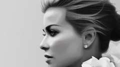 Black and white woman faces portraits vector art