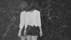 Black and white woman fashion green eyes brunettes fashion 