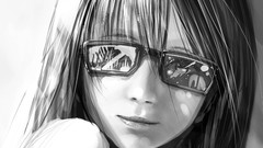 Black and white woman glasses artwork original characters