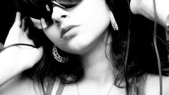 Black and white woman headphones glasses models ana pauns