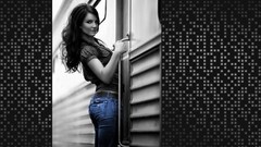 Black and white woman jeans