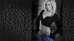 Black and white woman jeans stomach