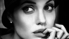 Black and white woman lips Angelina Jolie faces monochrome 