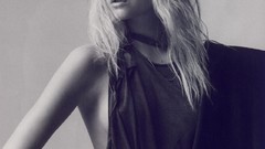 Black and white woman lips monochrome shoulders blondes models