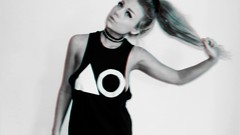 Black and white woman makeup blondes long hair blue eyes