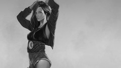 Black and white woman monochrome artwork Simple Background