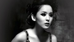 Black and white woman monochrome asians brunettes models
