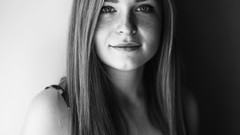 Black and white woman monochrome blondes smiling