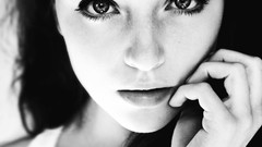 Black and white woman monochrome brunettes