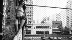 Black and white woman monochrome brunettes grayscale pictorial 