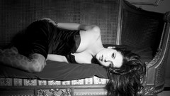 Black and white woman monochrome brunettes lying down natalia 
